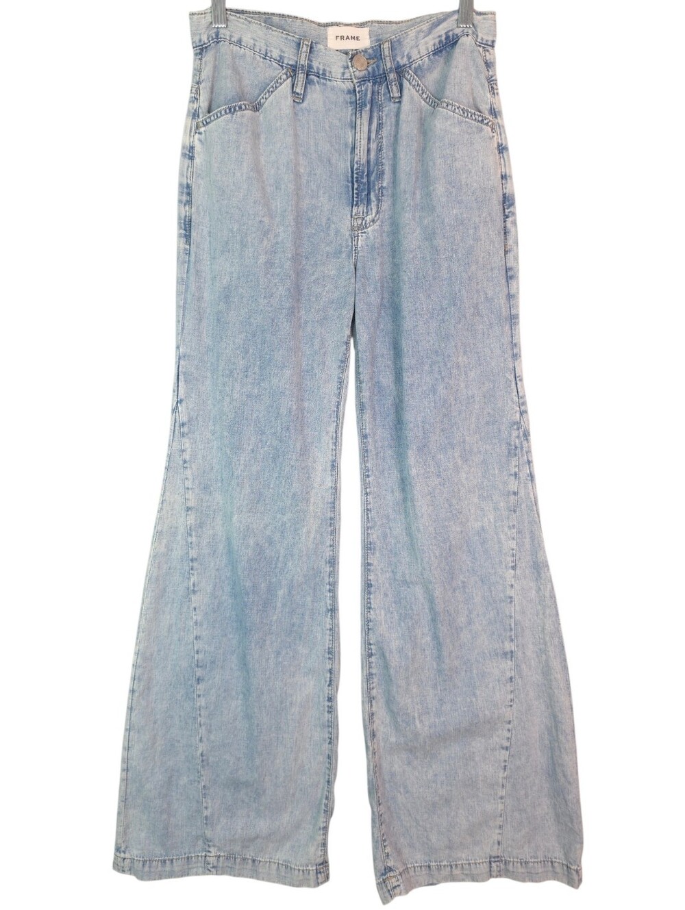 Frame Le Baggy Palazzo Denim Jeans In Aries - Picture 3 of 10